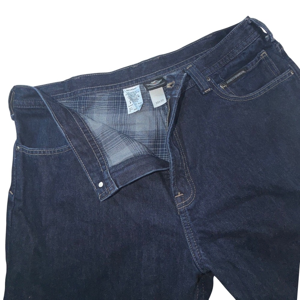 Harley-Davidson Flannel Lined Motorcycle Jeans Dark Wash 38x30 98772-07VM